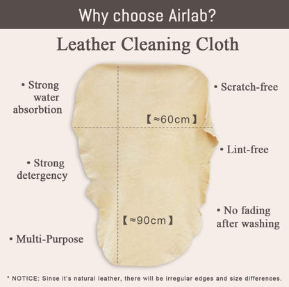 Airlab Large Genuine Chamois Leather XXL/90x60 cm, Shammy Leather Cloth, Car Washing Drying Towel, Natural Real Leather Cleaning Wipes for Mirrors, Glasses, Window, Display, Bathroom & Kitchen