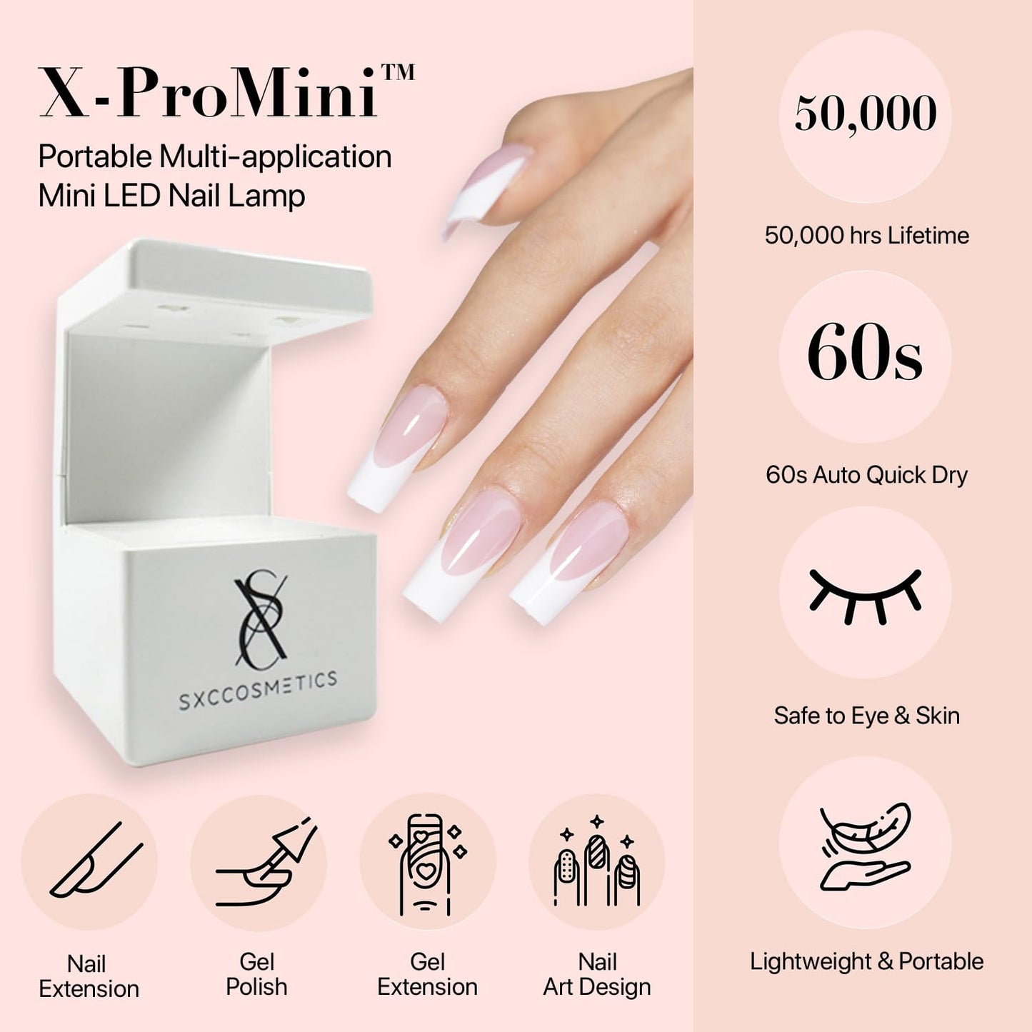 SXC Cosmetics French Tip Press On Nails - Skin Tone Nude and Color Series, Short Coffin X-Pro Tips Starter Kit ST119KIT