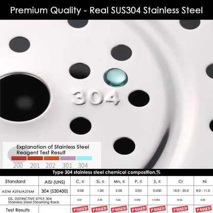 DS. DISTINCTIVE STYLE Steamer Rack 304 Stainless Steel Steaming Rack Steam Tray with Removable Legs for Instant Pressure Cooker Multi-functional Steamer Basket (Silver - 22cm)