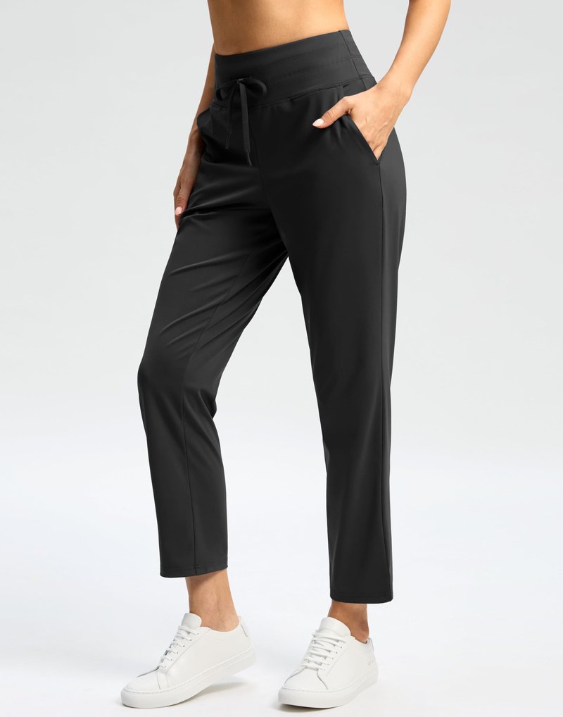 G Gradual Pants for Women High Waisted Golf Pants 2 Deep Pockets 7/8 Ankle Sweatpants for Athletic Travel Casual Lounge Work, Black, Medium