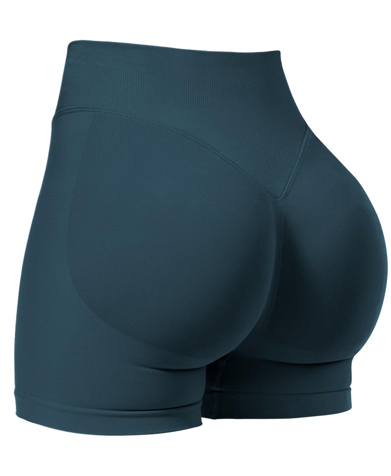 VOYJOY Women Workout Impact Shorts 2.5"/ 3.6"/ 4.5"/ 6" Scrunch Butt Lifting Gym Seamless Booty Biker Shorts Navy Green