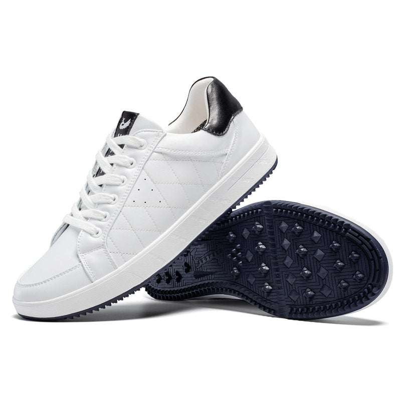 U.Ofeiy Men's Fashion Sneakers Slip On Shoes Leather Low Top Lightweight Comfort Lace Up Walking Shoes for Male White 11.5
