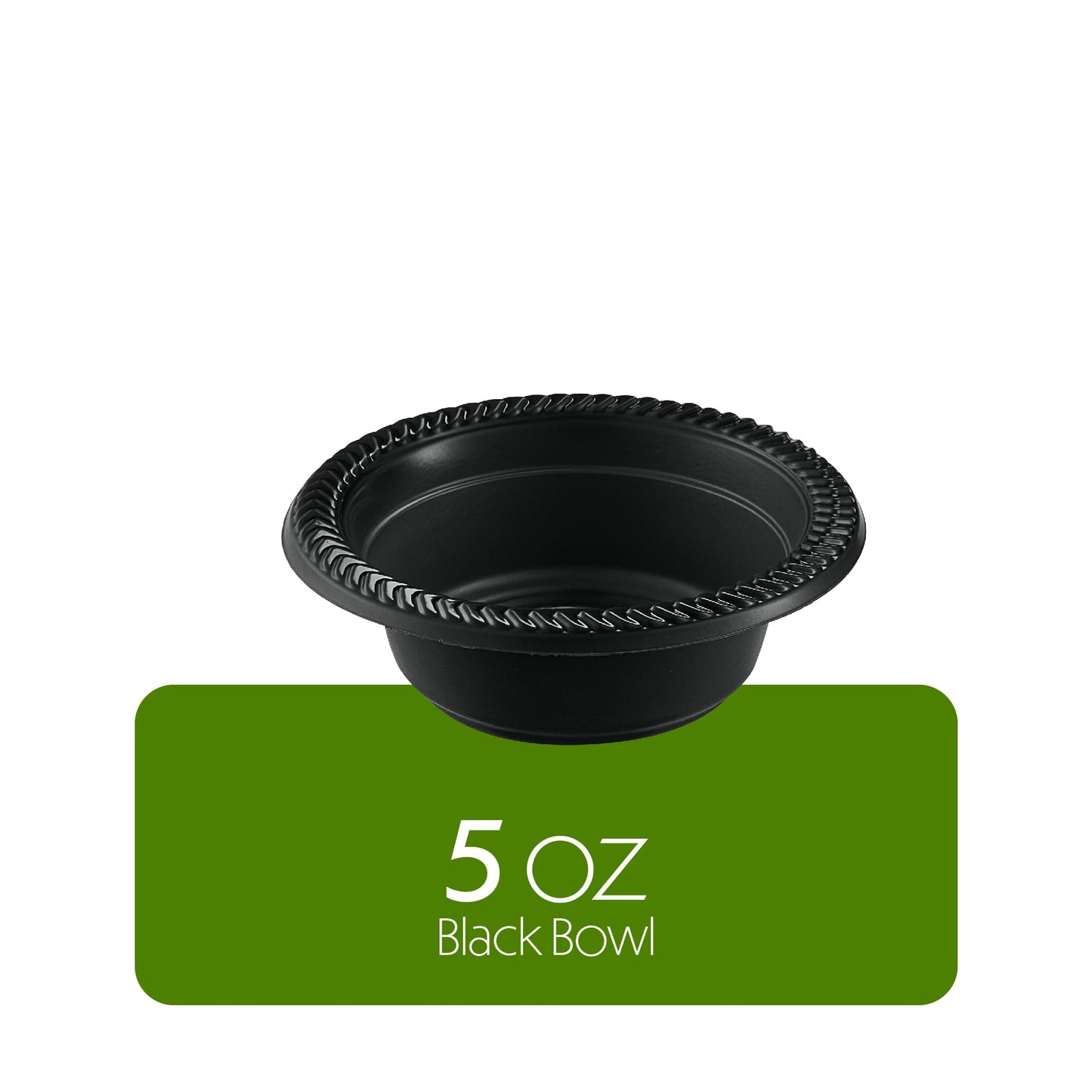PLASTICPRO 100 PCS Black Plastic Bowls Light Weight 5 oz Small Plastic Soup Bowls Black Salad Dessert Plates Disposable for Party and Wedding