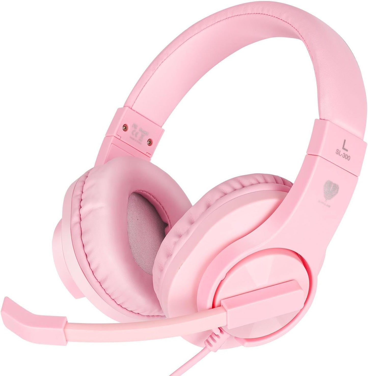 DIWUER Gaming Headset for Xbox One, PS4, PS5, Nintendo Switch, Bass Surround and Noise Cancelling 3.5mm Over Ear Headphones with Mic for Laptop PC Smartphones, Pink