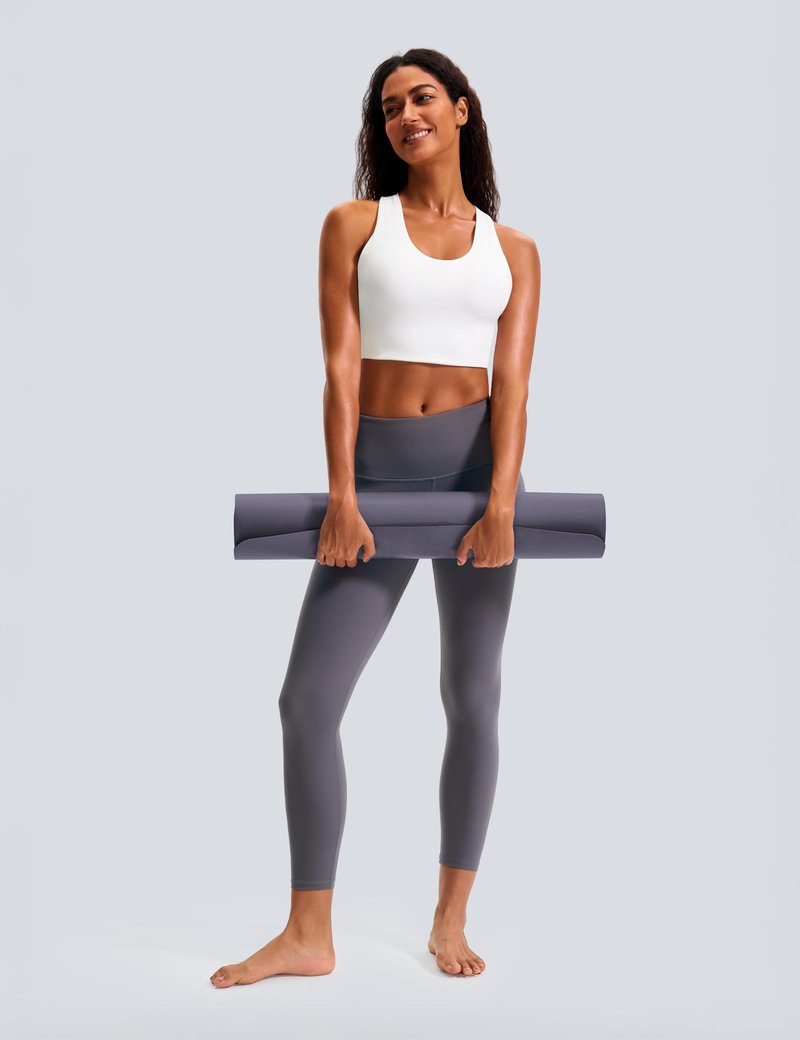 JOYSPELS Stunning Criss-Cross Back Sports Bra, Buttery Soft Longline Yoga Tank Top with Removable Padding, Padded Open-Back Workout Top for Pilates, Barre & Medium-Impact Gym White