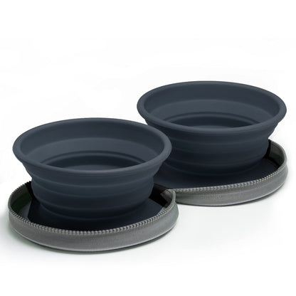 Colapz Collapsible Dog Bowls with Travel Case – Foldable Silicone Pet Feeding & Water Bowls for Travel, Camping & Hiking – Charcoal Grey