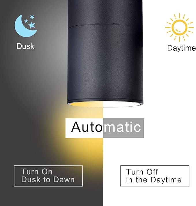 Up Dawn Outdoor Lights Exterior Wall Light Fixture Cylinder 3000K, Modern Black Outdoor Dusk to Dawn Light Fixture Wall Mount 2 Pack,IP65 Outside Sconce for House,Garage,Porch