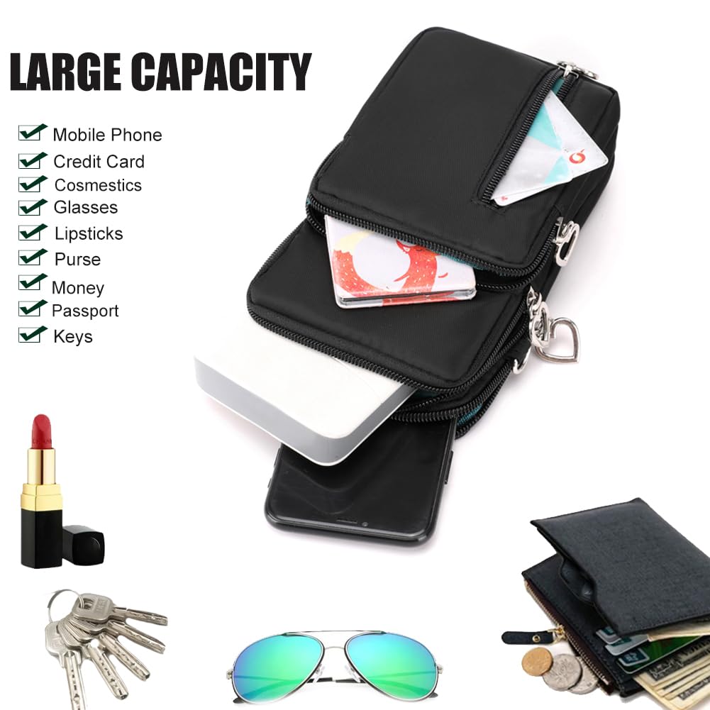 DuoLmi Small Crossbody Bag for Women, Cell Phone Wallet Purse With Roomy Pockets, Lightweight Smartphone Sports Armband, Mini Shoulder Handbag