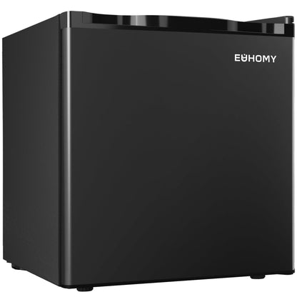 EUHOMY 1.7 Cu.Ft Mini Fridge with Freezer, Reversible Single Door Compact Refrigerator, Adjustable Thermostat, Energy Saving, Mini Fridge for Bedroom, Office, Dorm, Black