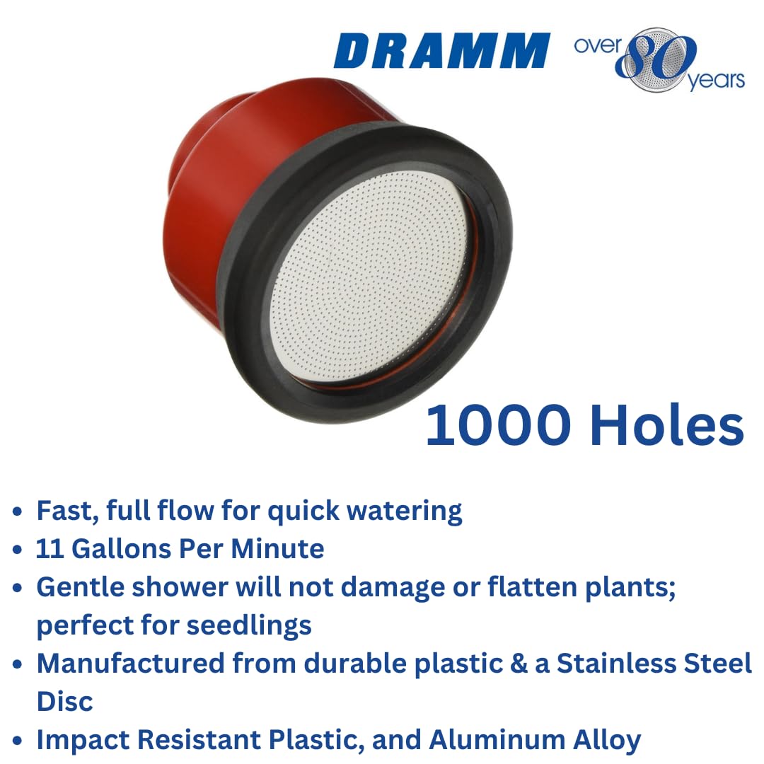 Dramm Water Breaker Nozzle with 1000 Tiny Holes, for Greenhouse & Nurseryman, Saves Time & Water, Will not Damage or Flatten Plants, Perfect for Seedlings, Chrome