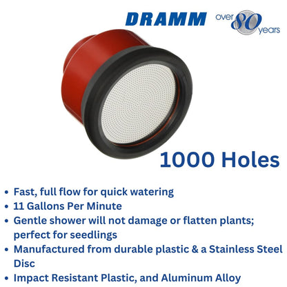 Dramm Water Breaker Nozzle with 1000 Tiny Holes, for Greenhouse & Nurseryman, Saves Time & Water, Will not Damage or Flatten Plants, Perfect for Seedlings, Chrome