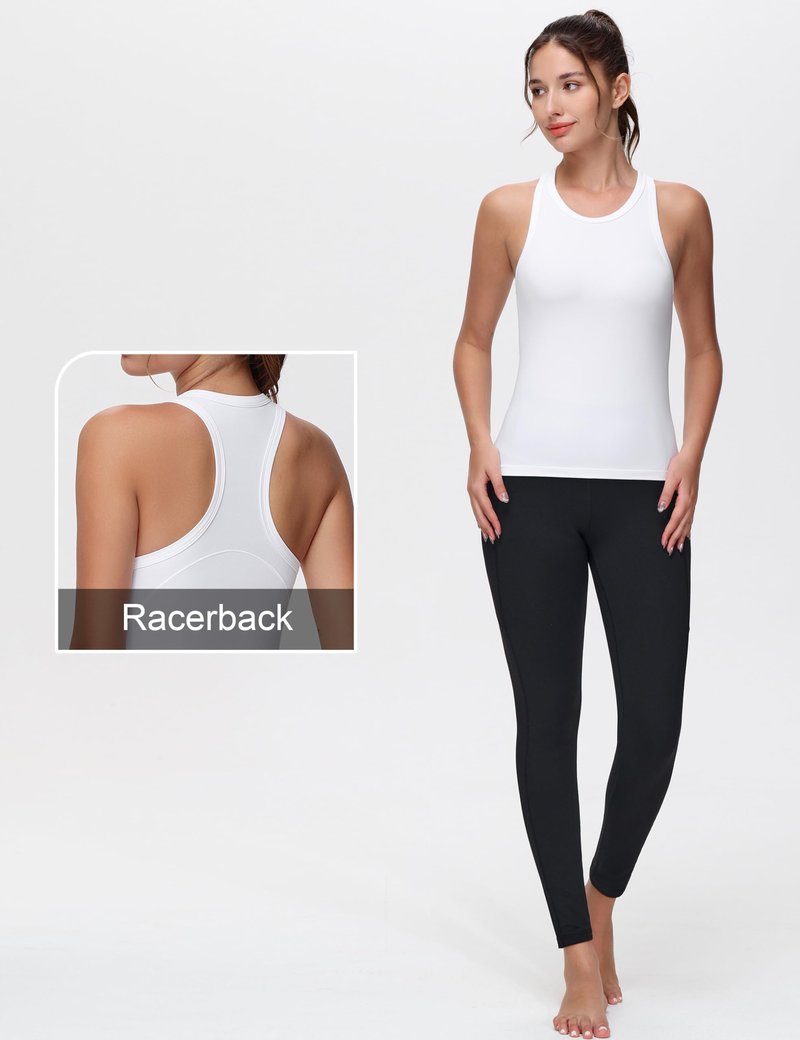THE GYM PEOPLE Women's Racerback Workout Tank Tops Slim Fit Soft Sleeveless Yoga Shirts White
