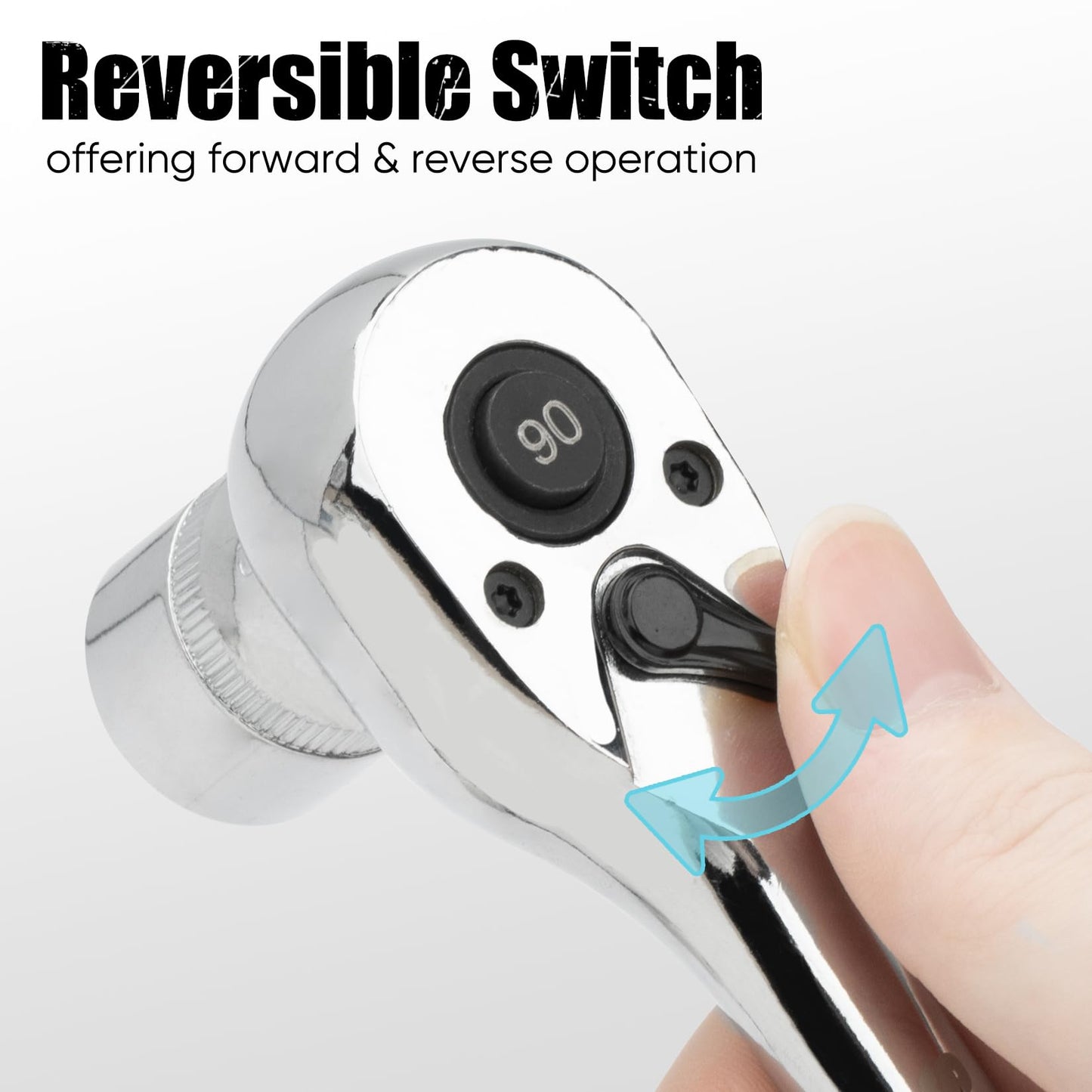 SHALL 90-Tooth 1/2-Inch Drive Ratchet Wrench, Quick-Release & Reversible, Full Polished Ratchet Wrench Made of Chrome Alloy, Gifts for Men Women Dad Mom