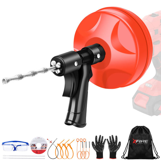 25 FT Plus Double Mode Drain Snake Tools, 13-in-1 Drain Auger for Sink and Drain Unblocking, Plumbing Snake for Kitchen, Bathrom and Shower Sink, Snake for Real DYIs[Upgraded 4.0]