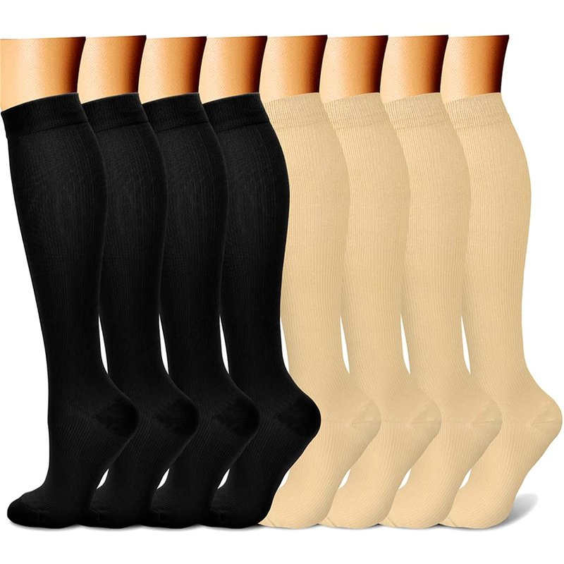 CHARMKING Compression Socks for Women & Men (8 Pairs) 15-20 mmHg Graduated Copper Support Calf Socks are Best for Pregnant, Nurses - Boost Performance, Circulation, Knee High Wide Calf(L/XL, Multi 05)