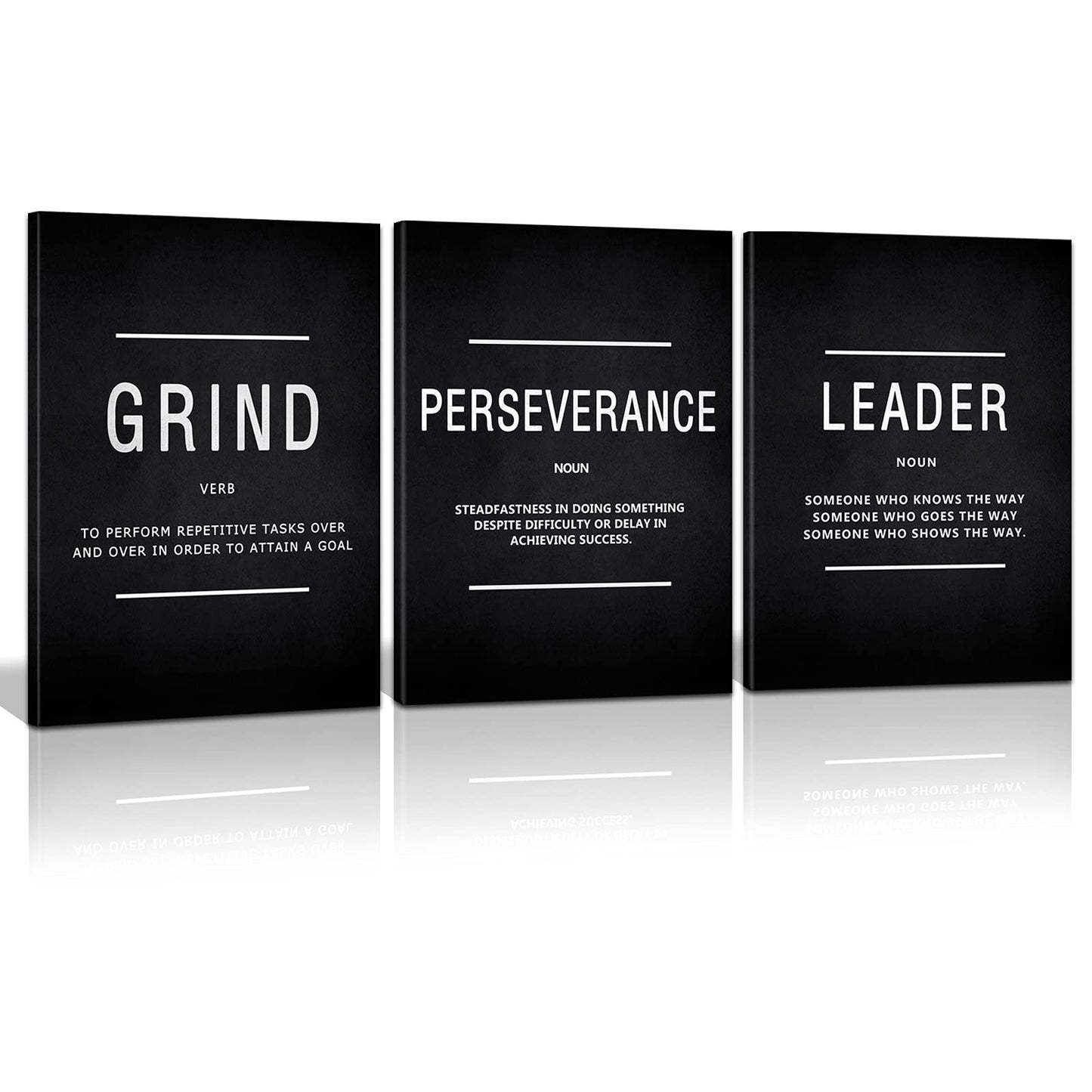 KAWAHONE Canvas Painting Wall Art, Grind Hustle Execution Motivational Wall Art Decoration Posters Prints for Living Room Bedroom, Office Decor, Gallery-Wrapped Canvas Art Set Framed Ready to Hang