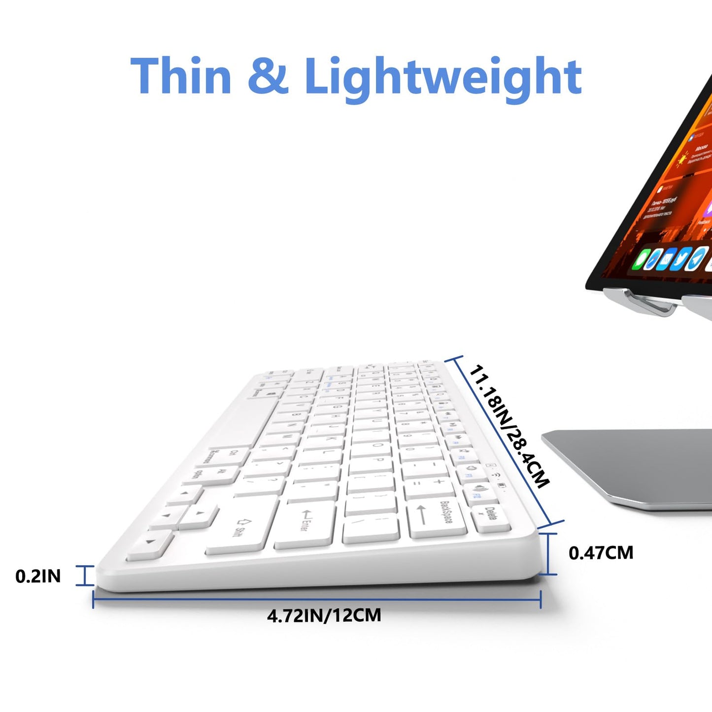 MMK Bluetooth Keyboard, Tablet Keyboard Compatible iPad 11th Generation,iPad 10th/9th/8th & Air 5th/4th, iPda Pro 13/12.9/11-Inch and Air 13/11-Inch Models and More Bluetooth-Enabled Devices-White