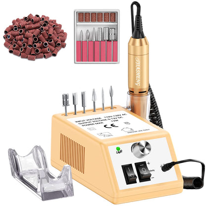 20000RPM Electric Nail Drill Professional Nail File Drill Acrylic Nails Kit for Manicure Gel Nail Polish Remover with 1 Pack of Sanding Bands(Pink)