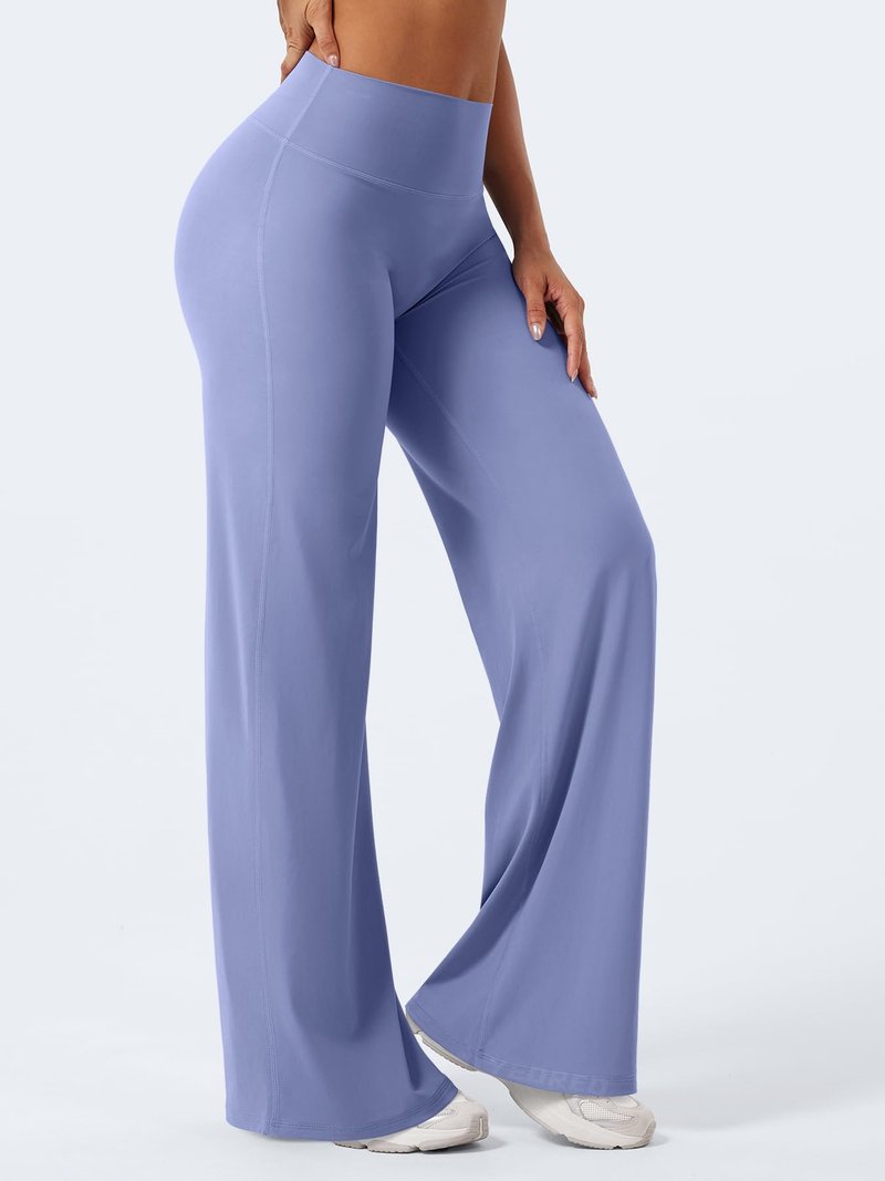 YEOREO Workout Leggings Womens No Front Seam Straight Leggings 33" High Waist Buttery Eddiy Gym Yoga Pants Ocean Blue L