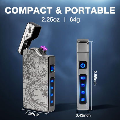 Electric Arc Plasma Lighter Portable, Rechargeable USB Lighter Windproof and Flameless for Outdoor Camping and Hiking, Cool Dragon Lighters for Men, Gifts for Him Men Father (Black)