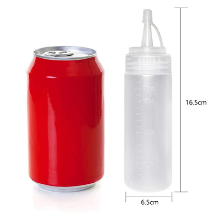 Juncture 12 Pack 200 ml (6.7oz) Plastic Squeezy Sauce Bottles with Twist on Cap Lids, Tick Marks Squeeze Bottle for Condiment, Pigment Squeeze Bottle for Painting