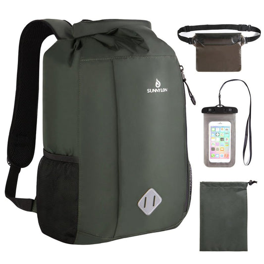 Sunnylon Dry Bag Backpack, 20L Dry Bags Waterproof with Waist Pouch and Phone Case,Roll top Dry bag for kayaking,Marine dry bag for Kayaking,Beach, Rafting, Boating, Hiking, Camping and Fishing