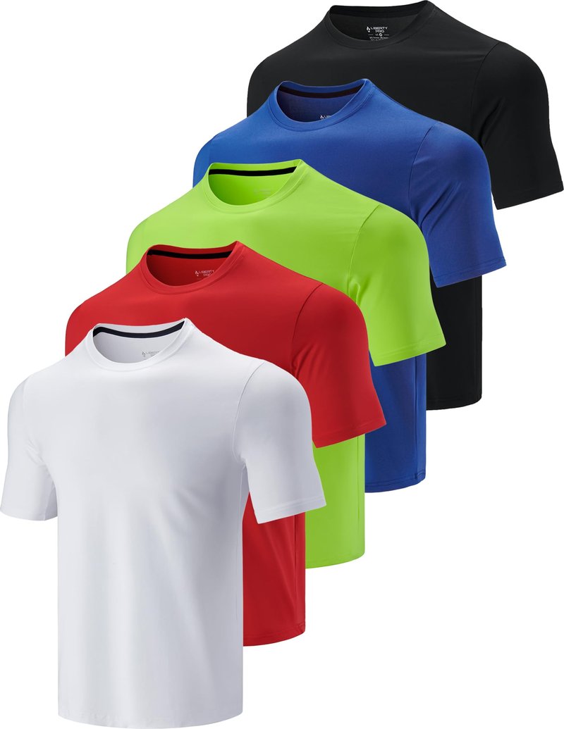 5 Pack Men’s Active Quick Dry Crew Neck T Shirts | Athletic Running Gym Workout Short Sleeve Tee Tops Bulk (Edition 7, X-Large)