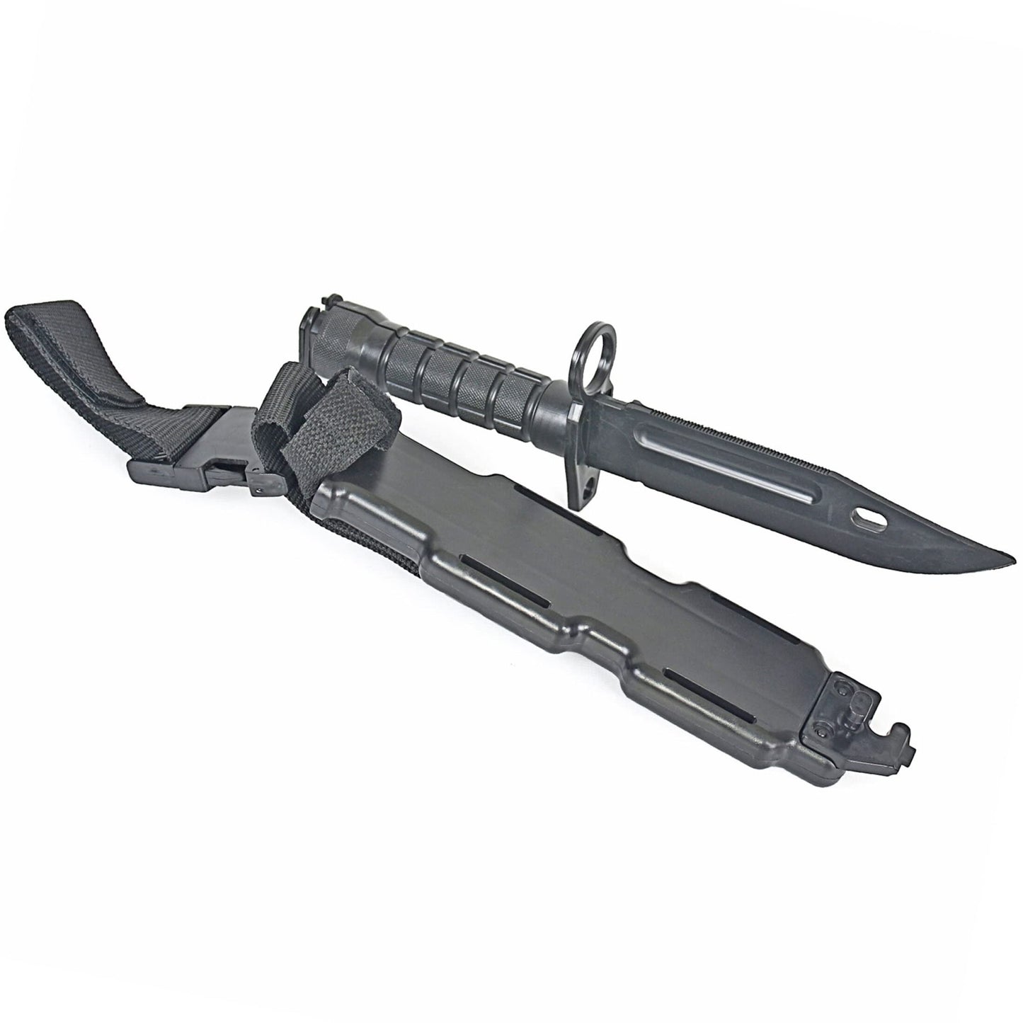 Rubber Knife Training Airsoft with Sheath Dummy Plastic Dagger Flexible Soft Fixed Blade for Prop Halloween Martial Arts Pretend Play Cosplay Costume 11.75 inch