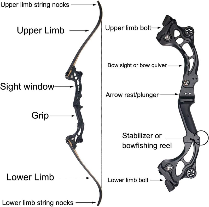 SinoArt 64” Takedown Recurve Bow - Metal Riser, 30-60Lbs, Right-Handed for Archery Hunting