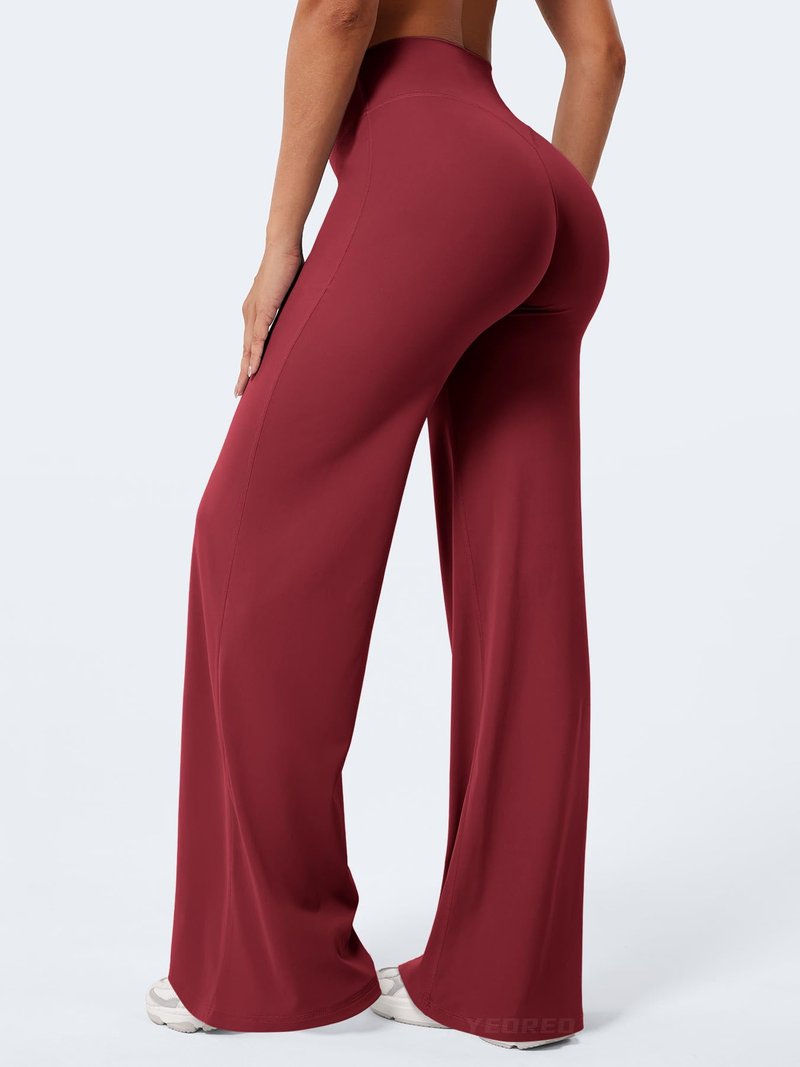 YEOREO Workout Leggings Womens No Front Seam Straight Leggings 33" High Waist Buttery Eddiy Gym Yoga Pants Ancora Red S
