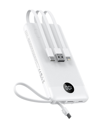 VEEKTOMX Portable Charger Built-in Cables,10000mAh Power Bank for iPhone,Fast Charge USB C Battery Pack Travel Essentials Powerbank Compatible with iPhone 17/16/15/14, Samsung S25/24, Android, etc