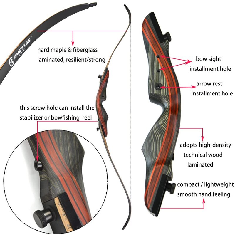 ZSHJGJR 62 Inch Takedown Recurve Bow and Arrow Set American Hunting Bow for Adults & Youth Beginner Traditional Wooden Bow Longbow 20-50lbs Right Handed for Archery Outdoor Hunting Shooting(30lbs)