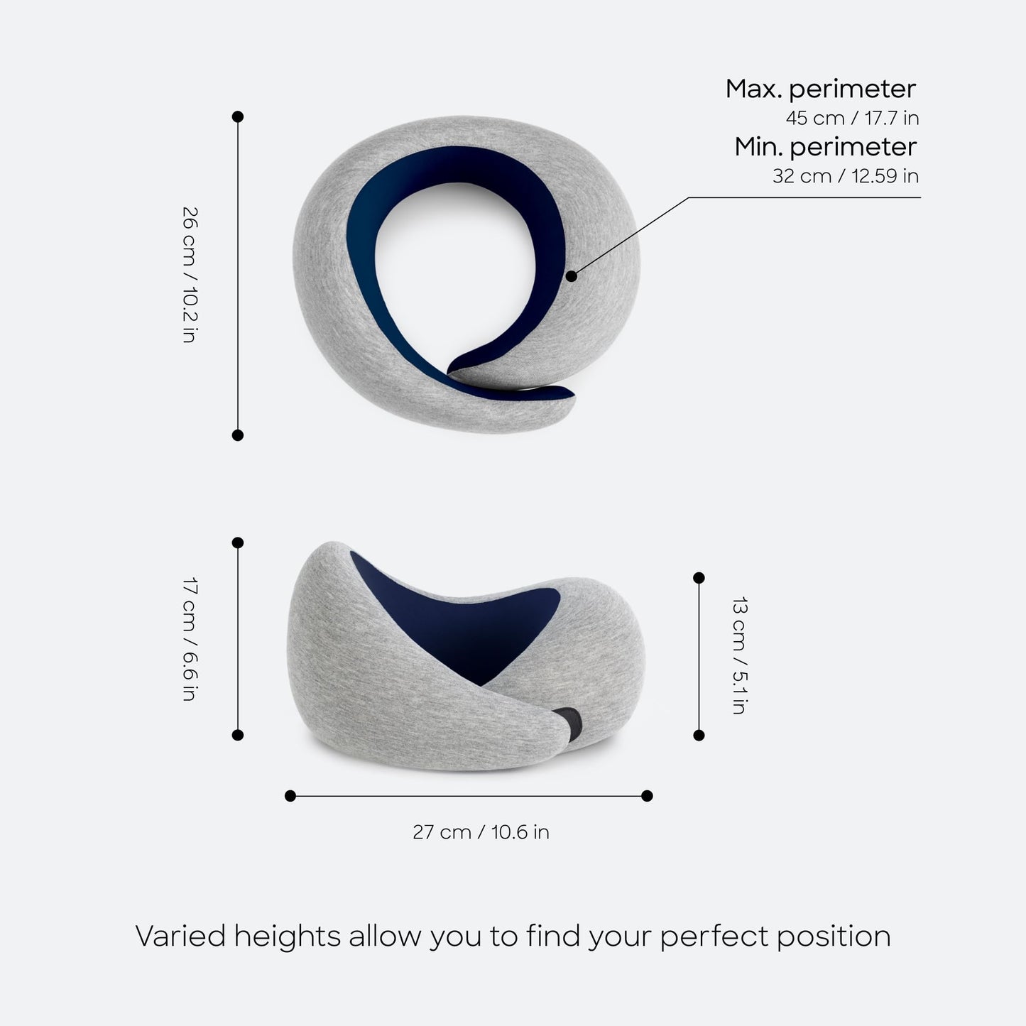 Ostrichpillow Go Neck Pillow, Travel Pillows for Airplanes, Premium Memory Foam Travel Pillow, 360º Ergonomic Design, Asymmetrical Sides, Travel Bag Included, Washable Modal Cover