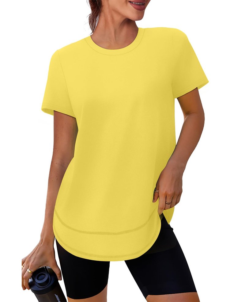 Short Sleeve Shirts for Women Workout Pilates Outfits Tennis Summer Tops 2026 Beach Vacation Clothes Blue M