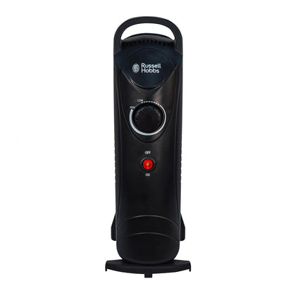 Russell Hobbs 650W Oil Filled Radiator, 5 Fin Portable Electric Heater - Black, Adjustable Thermostat, Safety Cut-off, 10 m sq Room Size, RHOFR3001, 2 Year Guarantee
