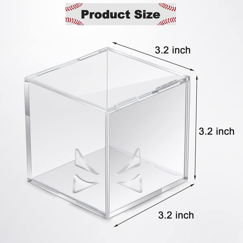 18 Pcs Baseball Display Case, Clear UV Protected Ball Holder Square Acrylic Baseball Cube Box Autograph Cases Storage for Display Official Size Standing, 3.15 Inches