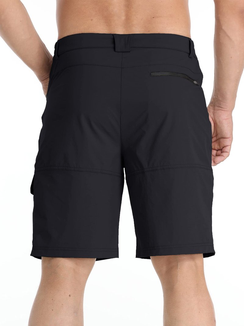 TACVASEN Mens 10" Hiking Cargo Shorts Golf Casual Lightweight Quick Dry Summer Dress Fishing Travel Shorts with Zipper Pockets Black 32