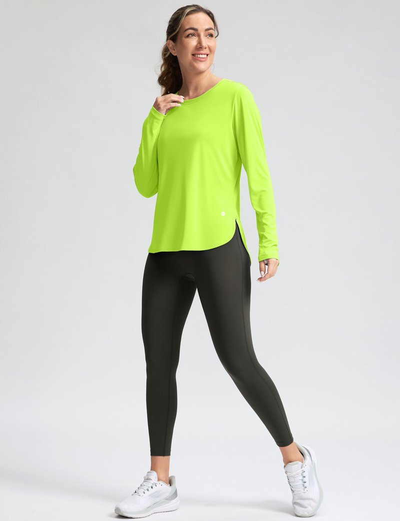 Women's Sun Shirts UPF 50+ Long Sleeve UV Protection Shirt Lightweight Quick Dry Workout Hiking Tops for Women(Bright Green,S)