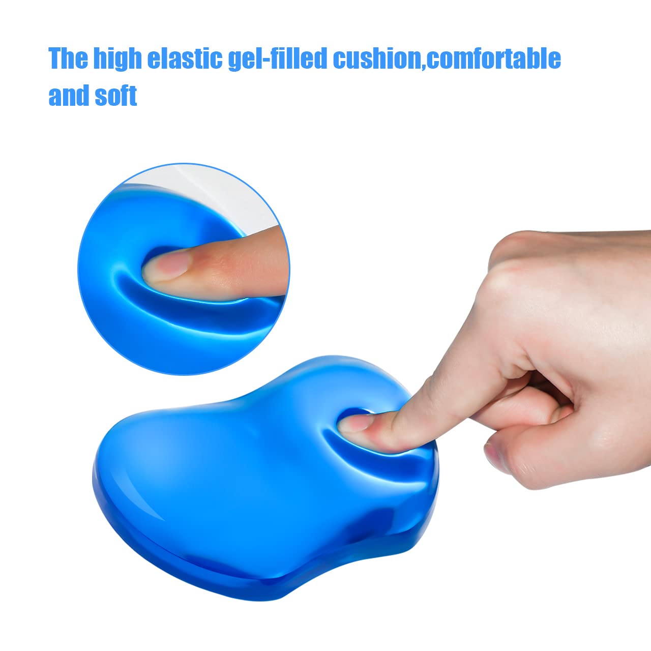 JIKIOU Silicone Gel Wrist Rest Cushion Heart-Shaped Translucence Ergonomic Mouse Pad Cool Hand Pillow Effectively Reduce Wrist Fatigue Pain, Blue, 4.8x3.2inch