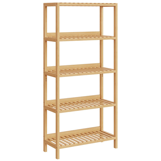 HOOBRO Bamboo Storage Shelf, 5-Tier Freestanding Shelving Unit, Multifunctional Storage Rack with Back Panel, 23.6 x 10.2 x 51.2 inches, for Bathroom, Living Room, Balcony, Kitchen, Natural YL96CJ01