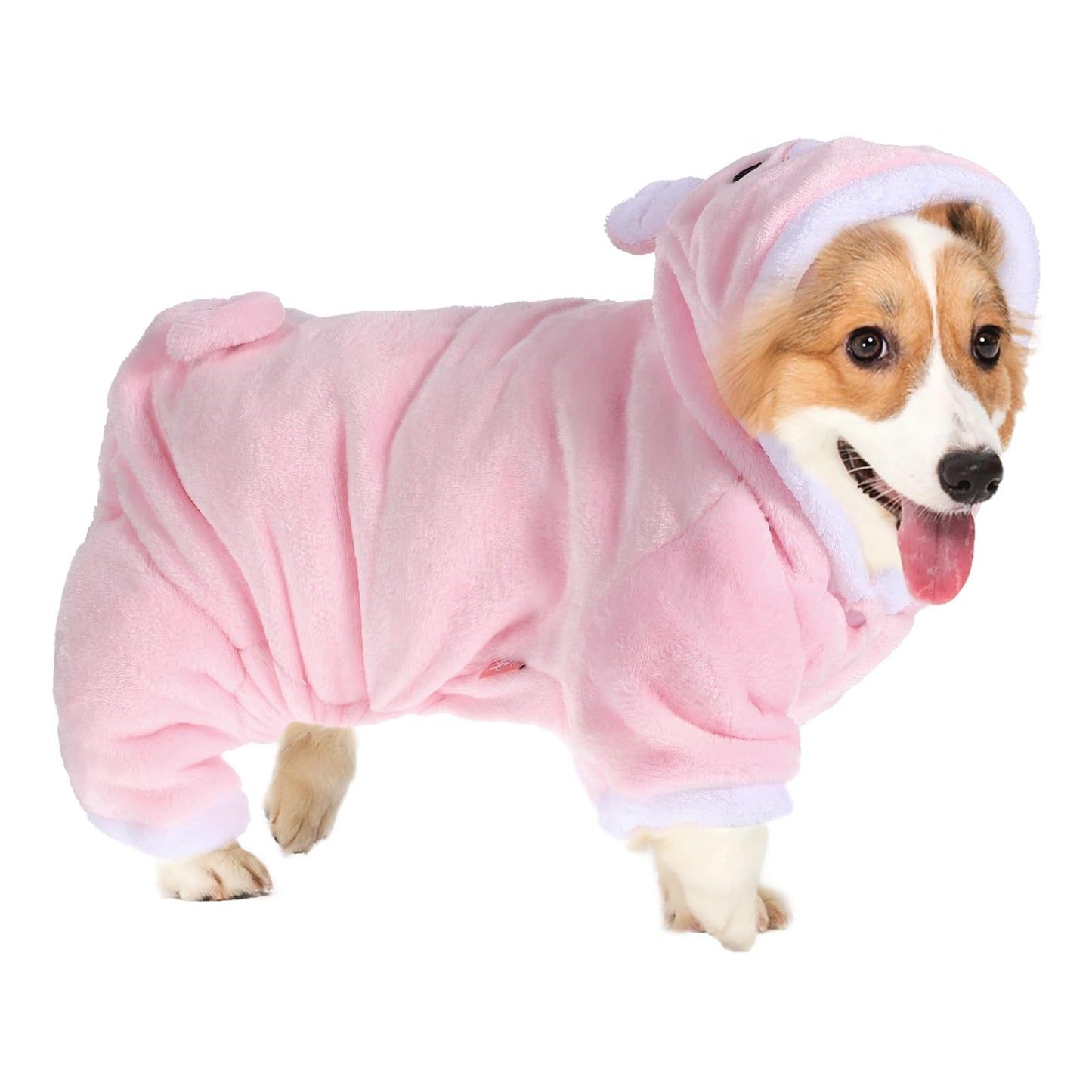 POPETPOP Small Pig Dog Costume, Cute Pink Pig Design Warm Hoodies for Dogs Cats, Halloween Christmas Cosplay Pig Dog Costume for Teacup Chihuahua, XXL