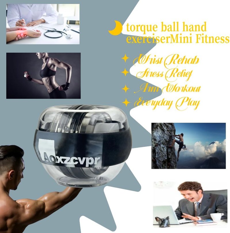 Power Wrist Ball - Auto Start Gyro Gyroscope Torque Ball with LED Lights | Hand Trainer for Sports Enthusiasts