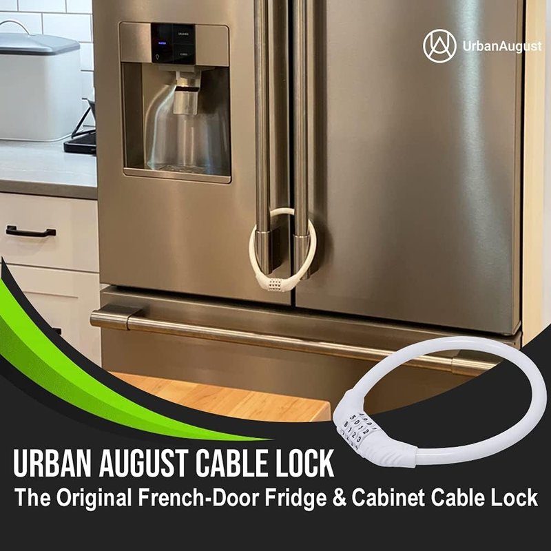 Fridge Lock - Multi-Functional Cable Combination Lock for French-Door Refrigerators | Two Pack White