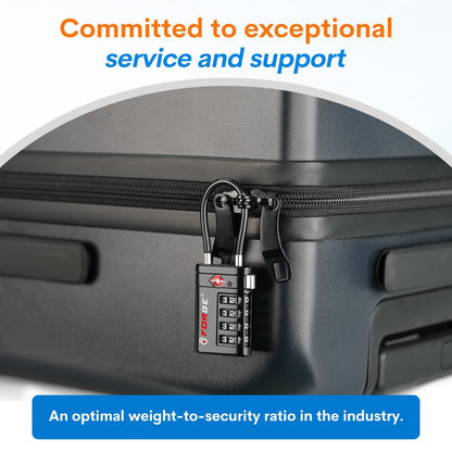 Forge TSA Approved Luggage Locks 4 Digit Combination TSA Travel Locks with TSA008, Open Alert Indicator, Zinc Alloy Body for Luggage, Suitcase, Backpack, and More. Black 2 Locks.