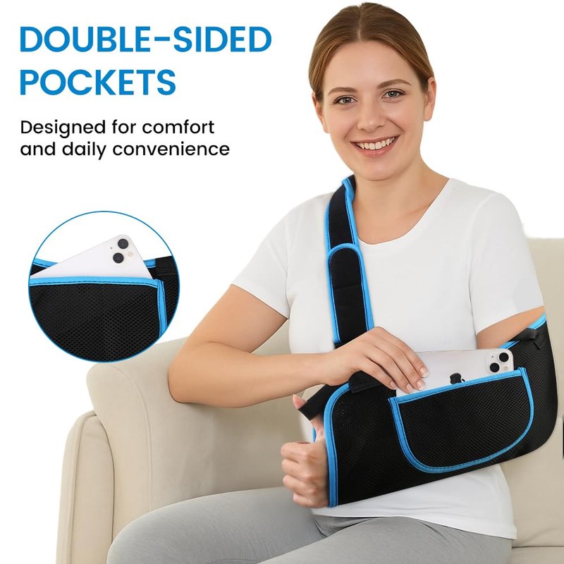 Kids Arm Sling Shoulder Immobilizer, Adjustable Rotator Cuff Support Brace, Fit Left or Right, Breathable Mesh Medical Slings for Elbow, Clavicle and Wrist Injury, Forearm Fracture, Surgery Recovery