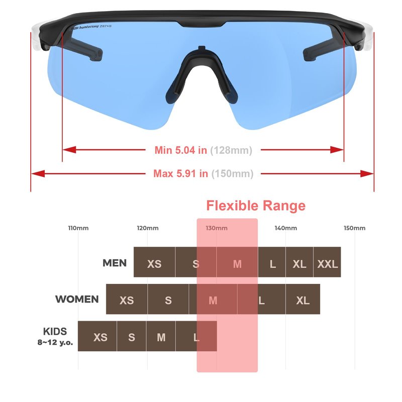 HTS HUNTERSKY Small Safety Glasses ANSI Z87.1 Impact Resistant Sports Eye Protection for Women Kids Cycling Pickleball S54