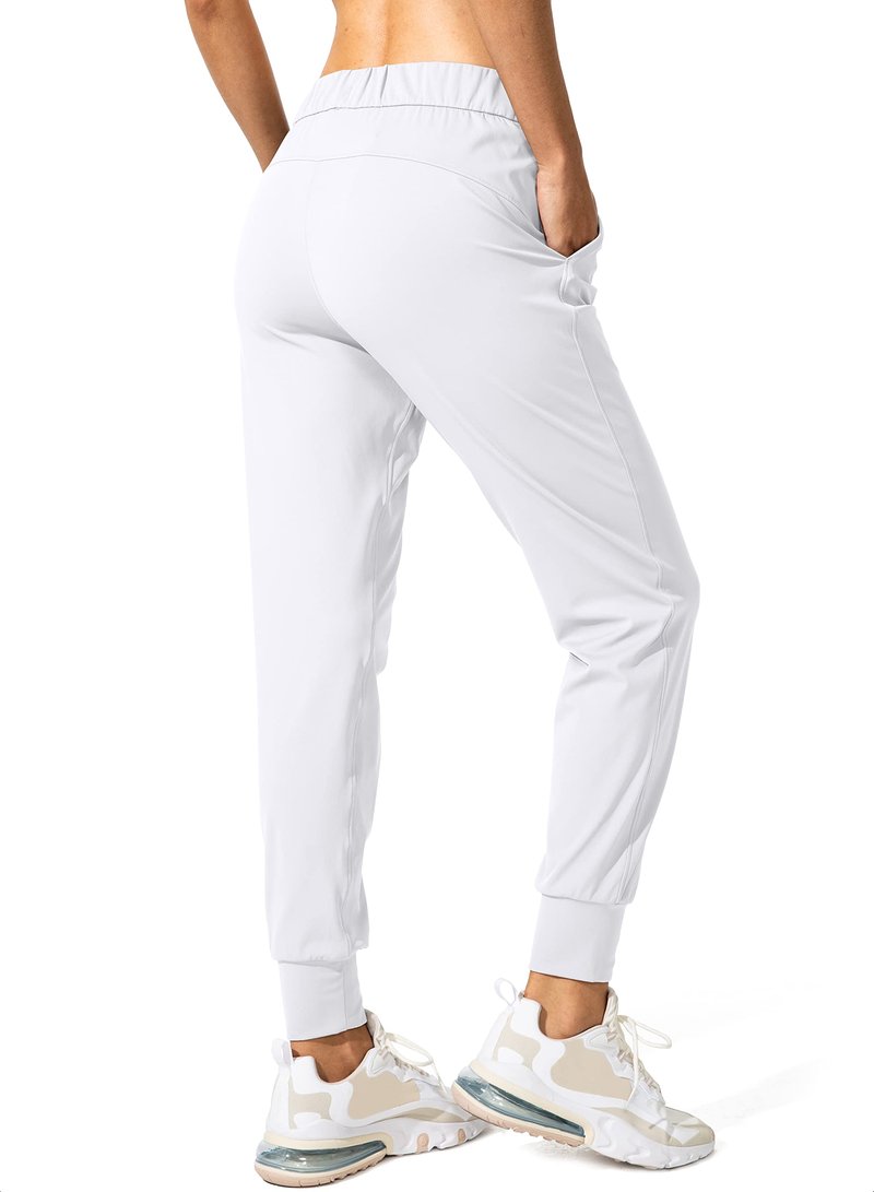 SANTINY Women's Joggers Pants Pockets Drawstring Running Sweatpants for Women Lounge Workout Jogging(White_M)