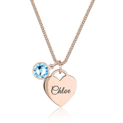 TMT Personalised necklace with Birthstone heart pendant gift box | initial heart necklace engraved for Daughter Mum Best Friend Girlfriend | Birthday gift for 18th 21th 30th 16th 13th