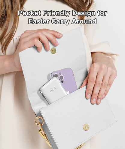 TG90° Portable Charger 10000mah Cell Phone Battery Backup, Ultra Slim Power Bank with Built in Lightning and USB-C Cable, Portable Phone Charger Battery Packs Compatible with iPhone Android Phones
