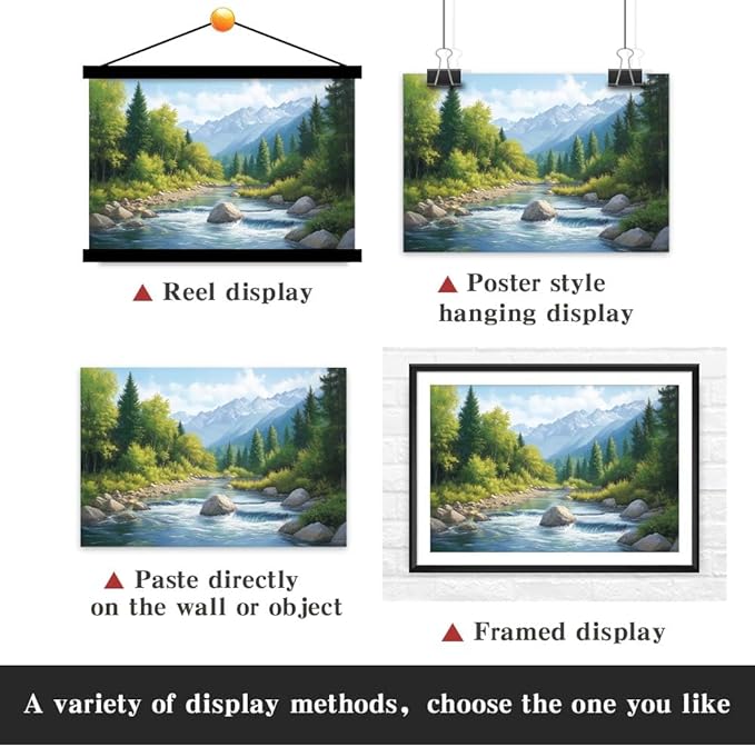 Yesad Serene Nature Wall Art, Landscape Canvas Wall Art Forest Pictures Prints Mountain Painting Scenery Poster Wall Décor for Farmhouse Living Room Bedroom (Unframed,24”x16”,Stream)